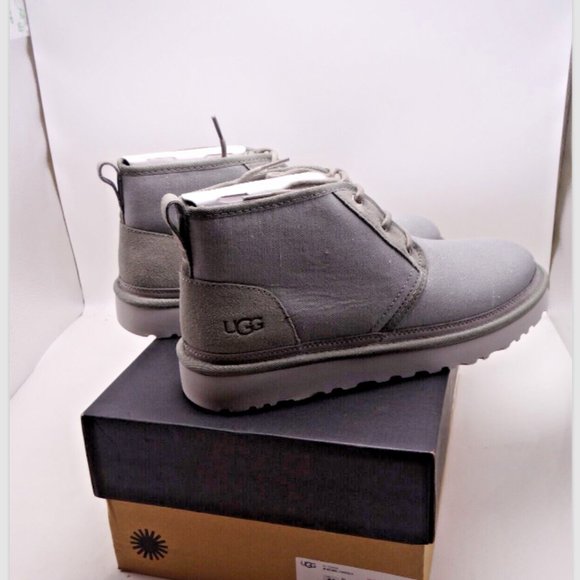 UGG Mens Neumel Gray Canvas Boots Size 11 New In Box